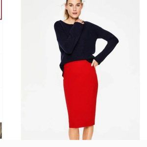 Boden Red Skirt 12 12L Pencil Career Academia Office Tall Long